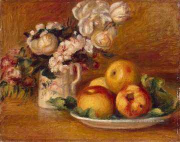 pommes et fleurs Nature morte Pierre Auguste Renoir Peinture à l'huile